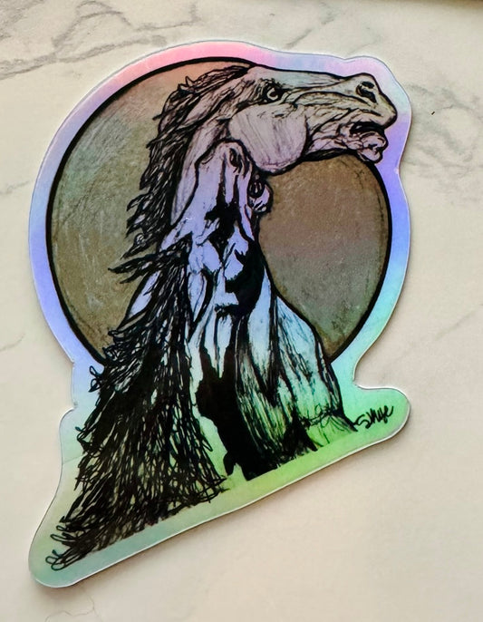 Holographic Halo Stickers: Sparring Stallions