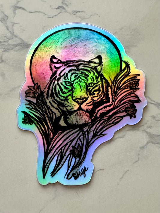 Holographic Halo Stickers: Tiger