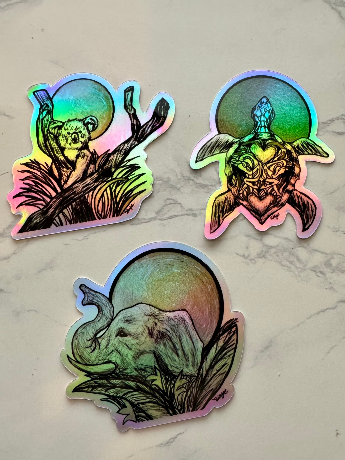 Holographic Halo Stickers: Elephant