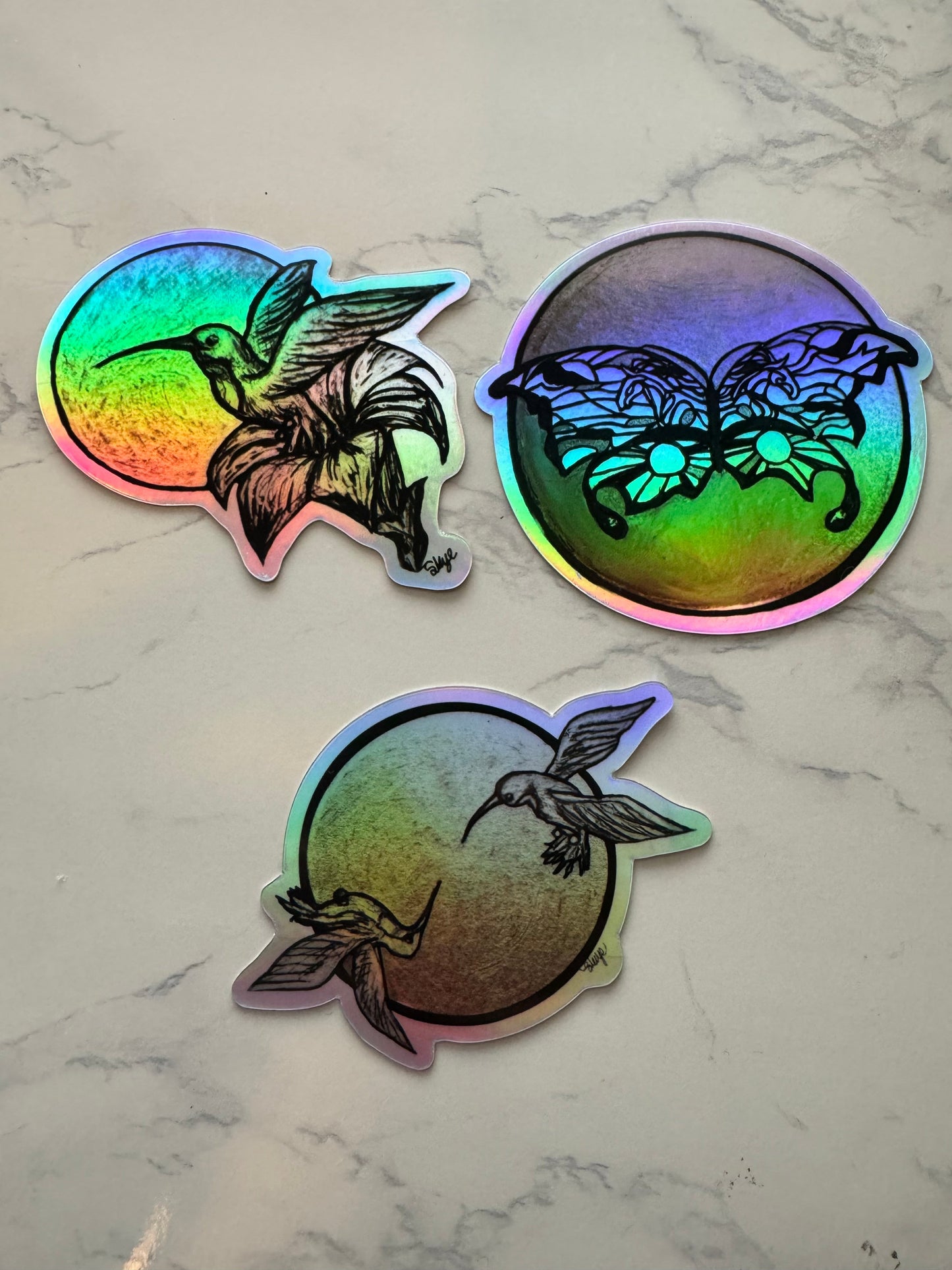 Holographic Halo Stickers: Hummingbird Hello