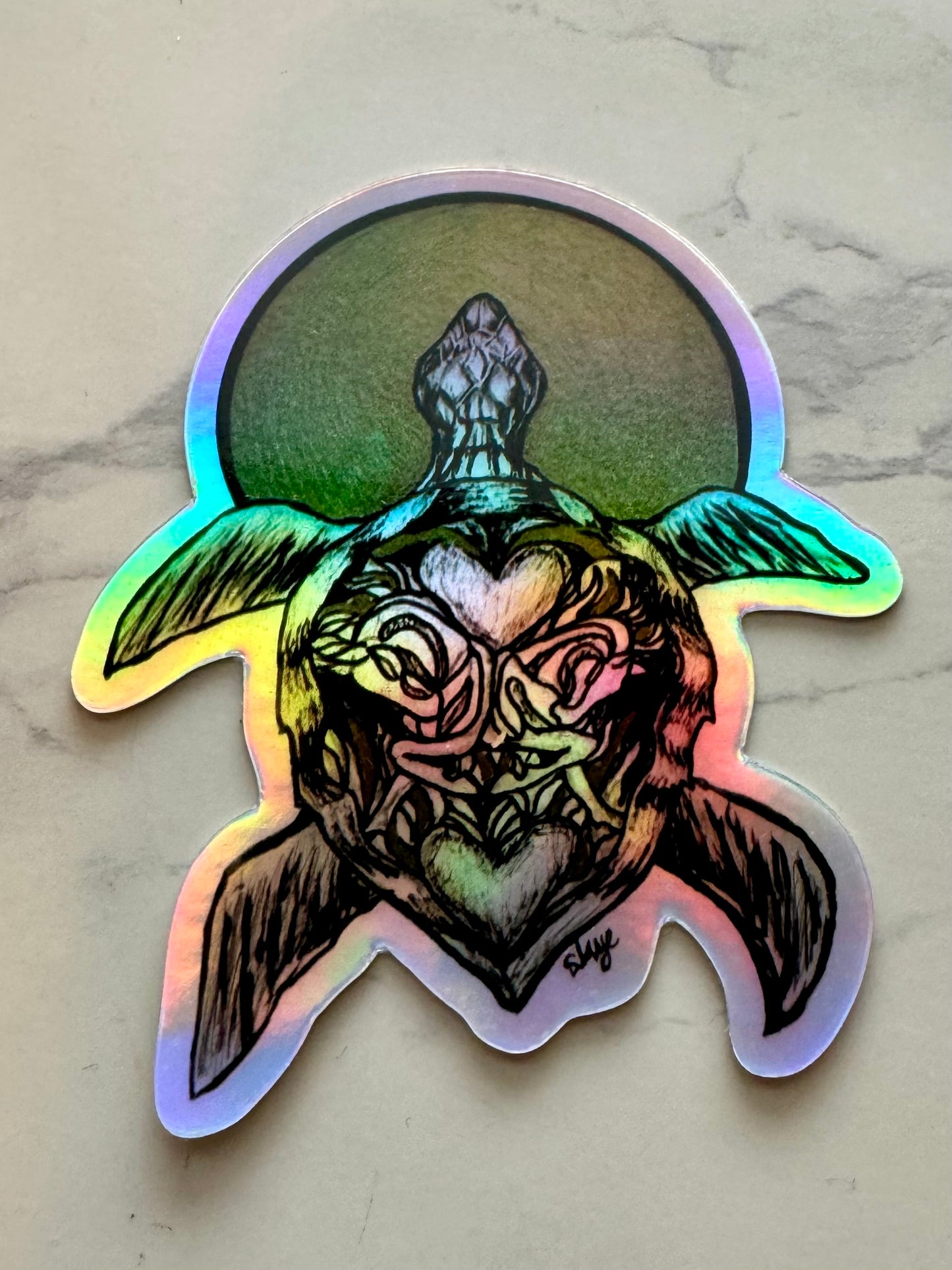 Holographic Halo Stickers: Sea Turtle