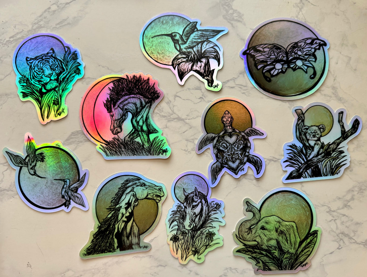 Holographic Halo Stickers: Sea Turtle