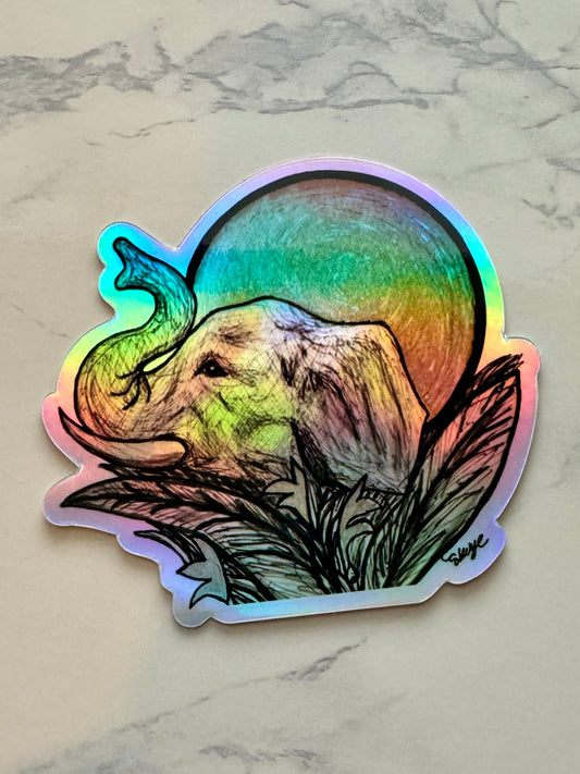 Holographic Halo Stickers: Elephant