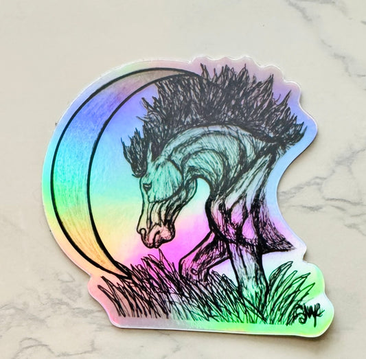 Holographic Halo Stickers: Horse on the Horizon